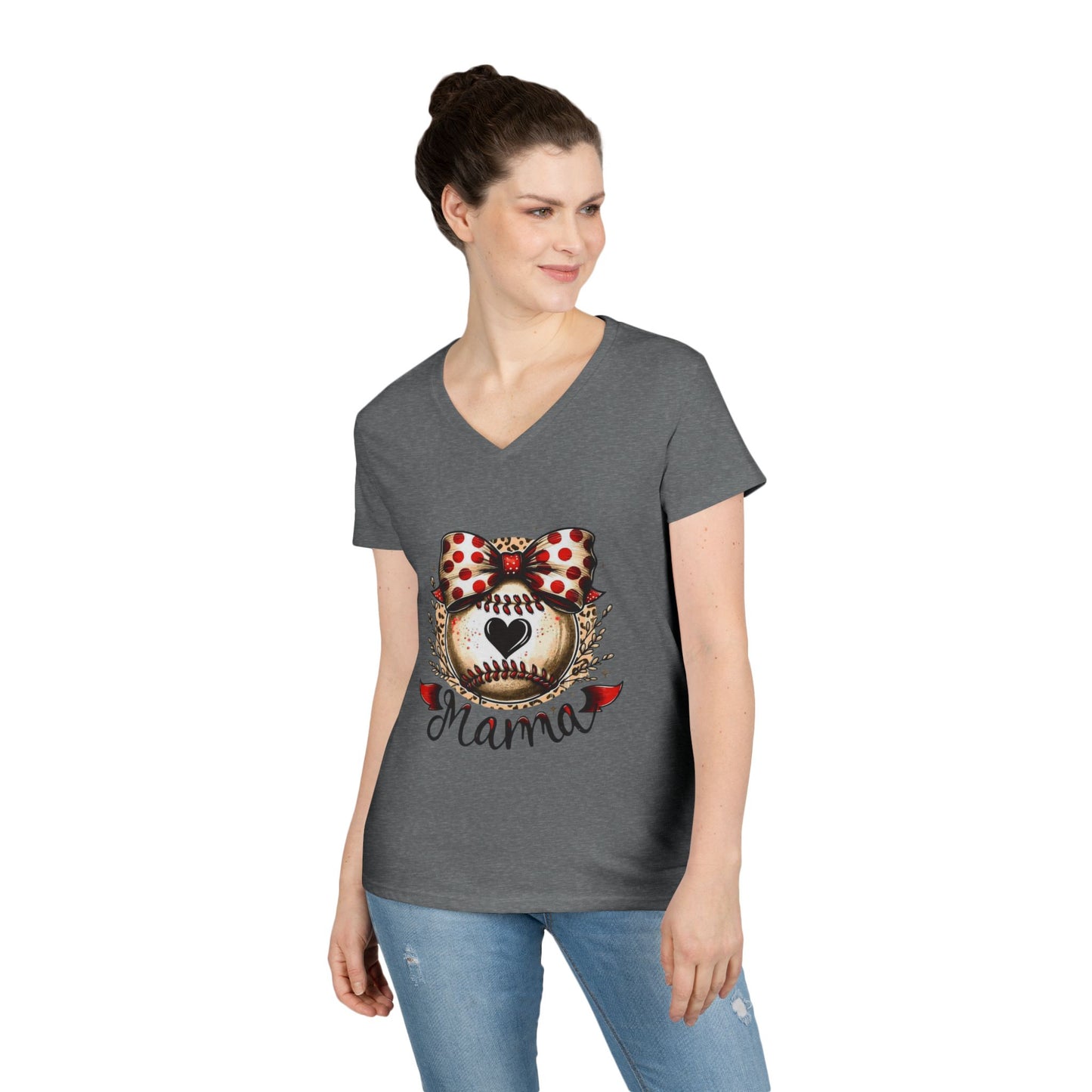 Baseball Mom V-Neck T-Shirt