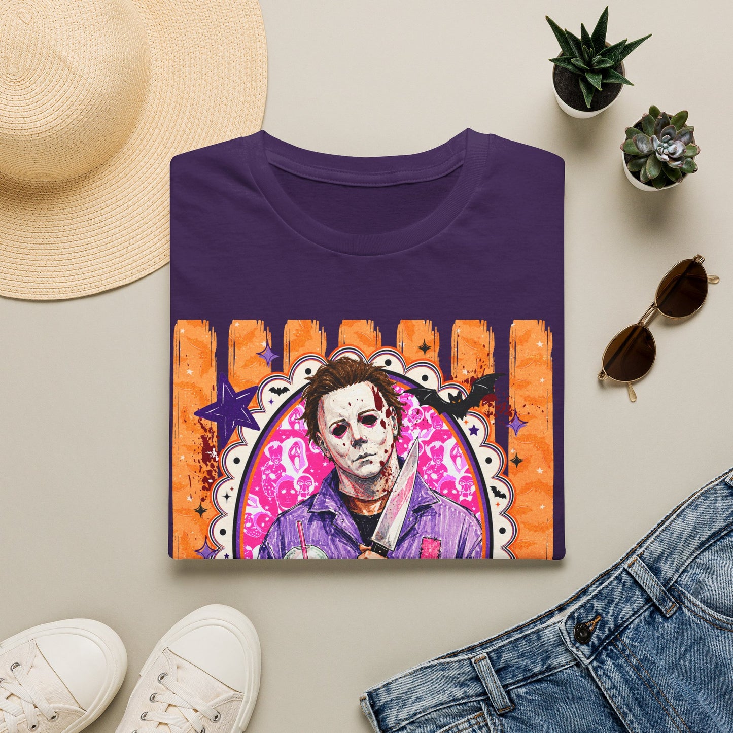 Horror Icon Portrait T-Shirt — Colorful Retro Slasher Art