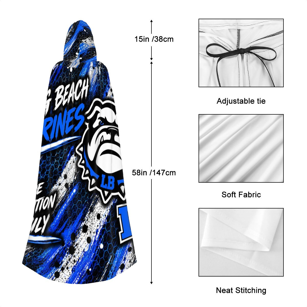 Long Beach Marines Hooded Cloak | Adult