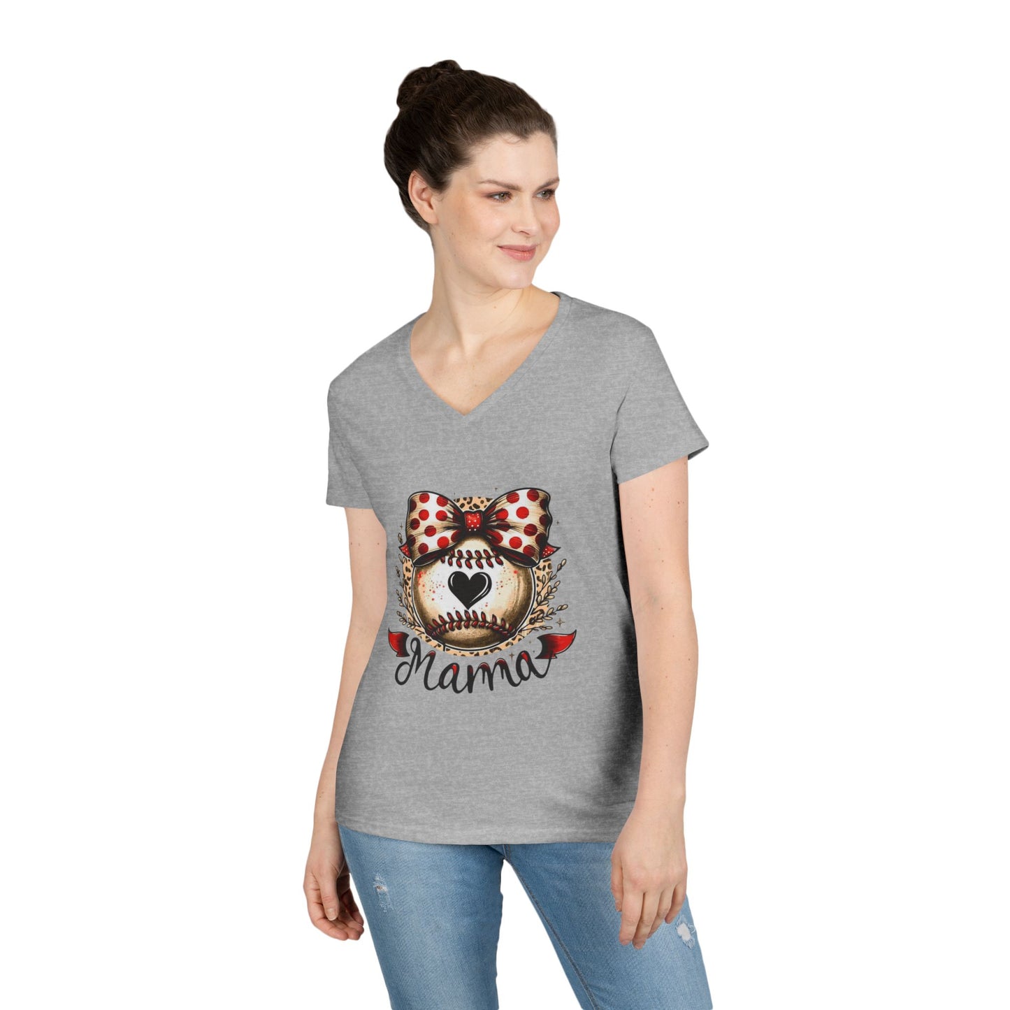 Baseball Mom V-Neck T-Shirt