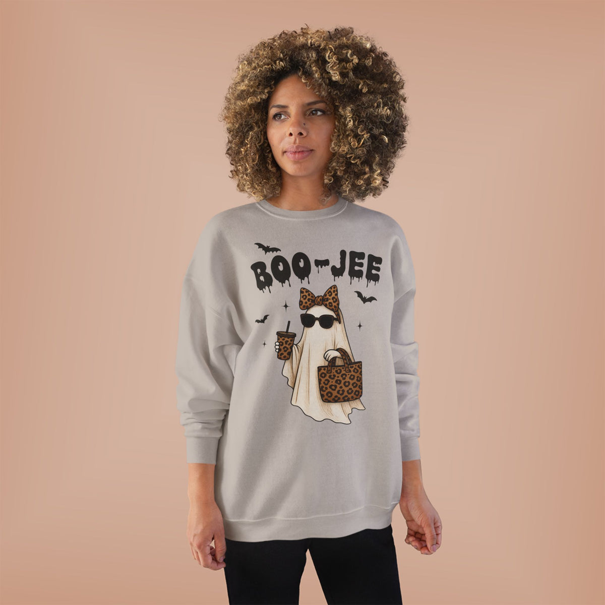 Boo-Jee Ghost Sweatshirt — Leopard Print Fashion Halloween Crewneck