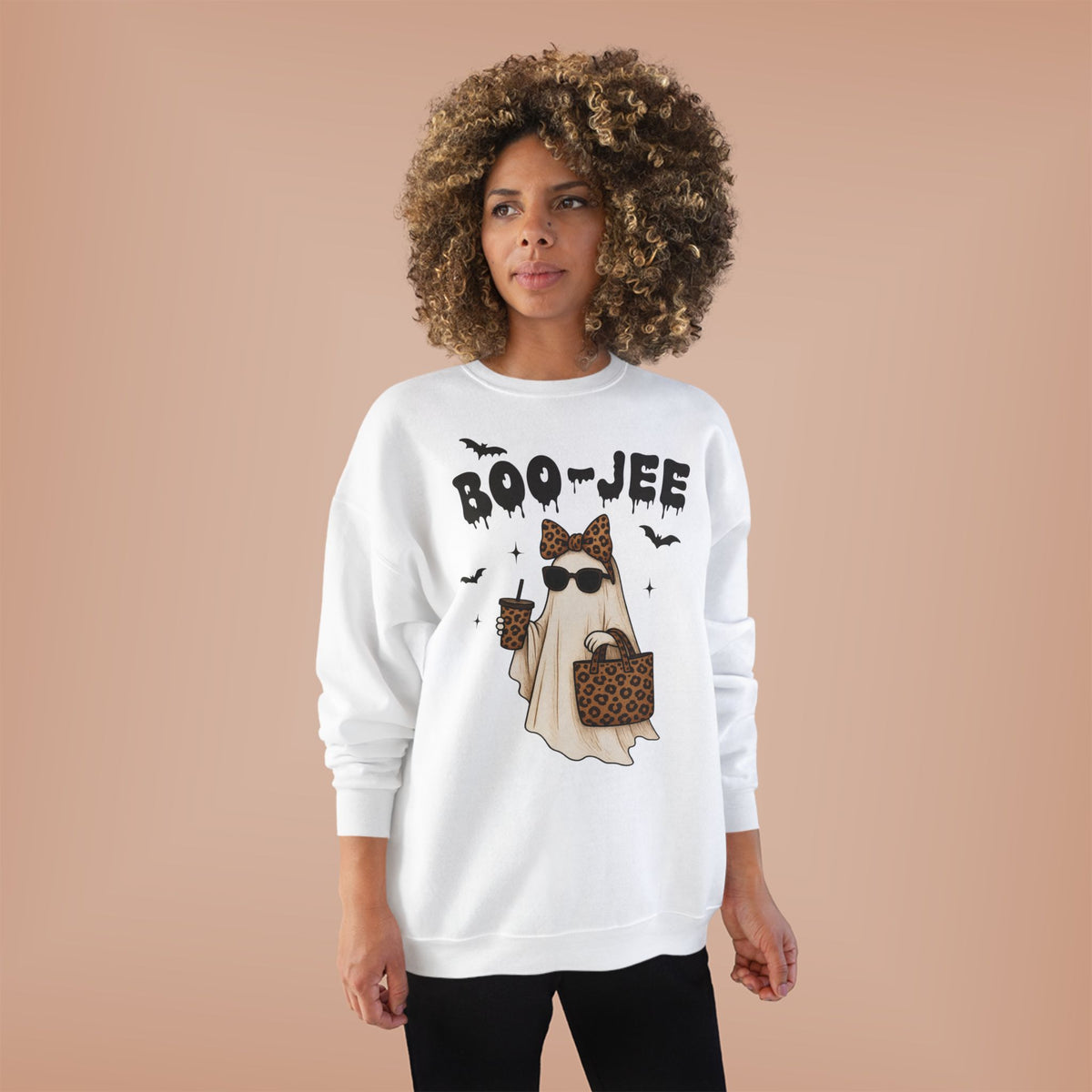 Boo-Jee Ghost Sweatshirt — Leopard Print Fashion Halloween Crewneck