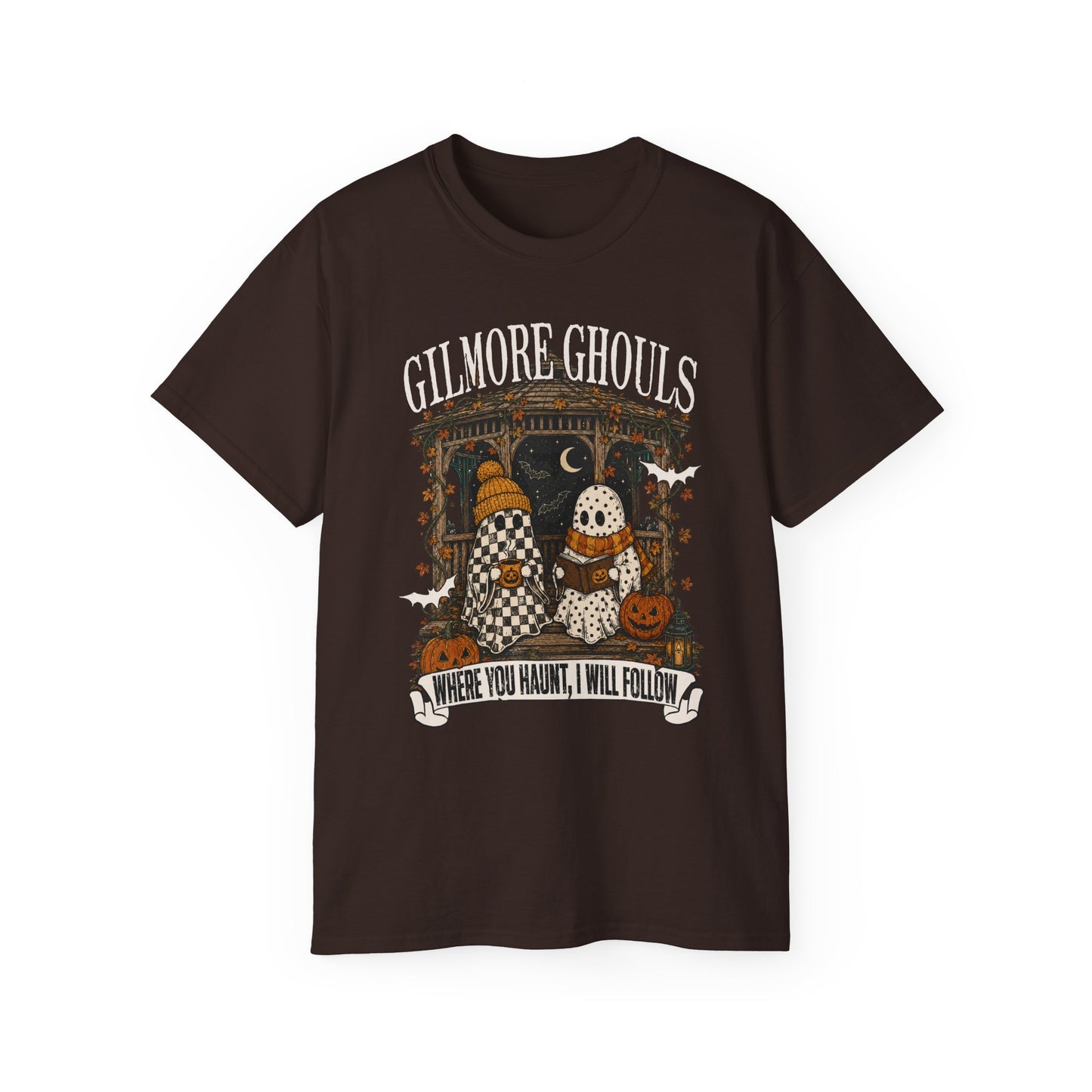 Halloween Ghosts Tee — "Where You Haunt, I Will Follow" Pumpkin Shirt