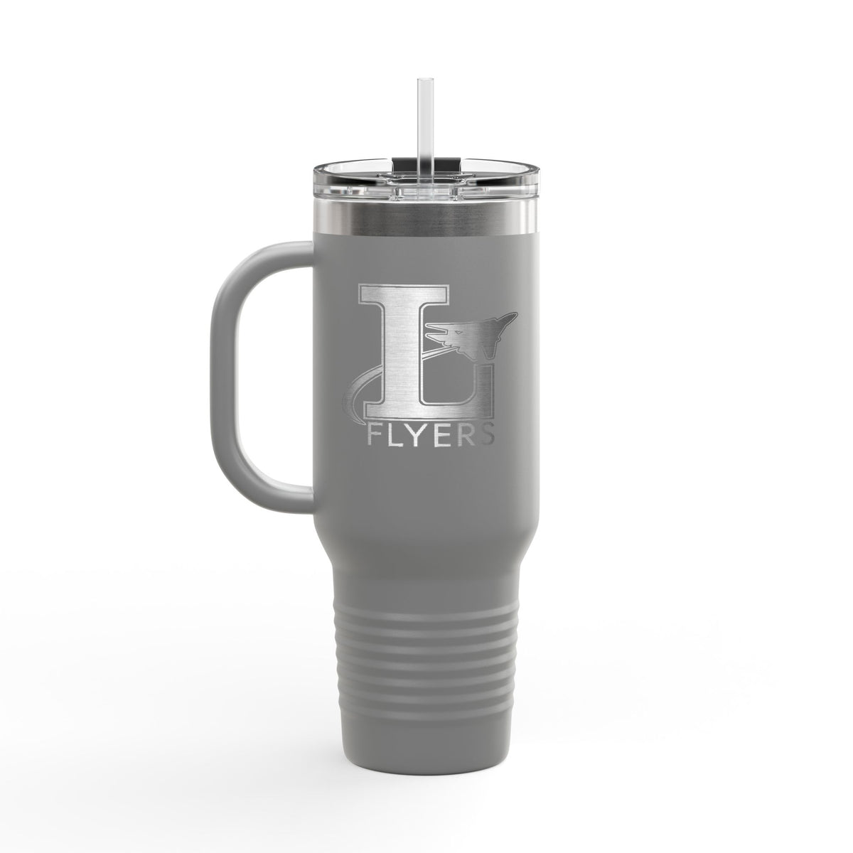 40oz Insulated Travel Mug — White Stainless Tumbler with 'FLYERS' Logo