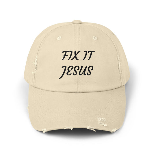 Fix It Jesus Unisex Distressed Cap