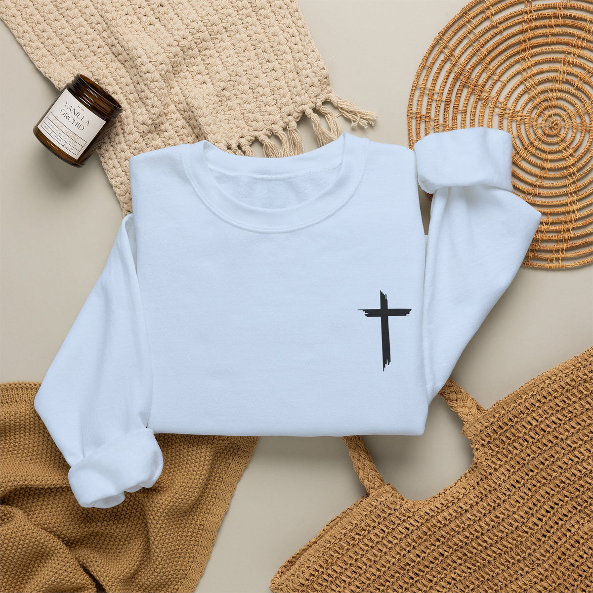 Brushstroke Cross Crewneck