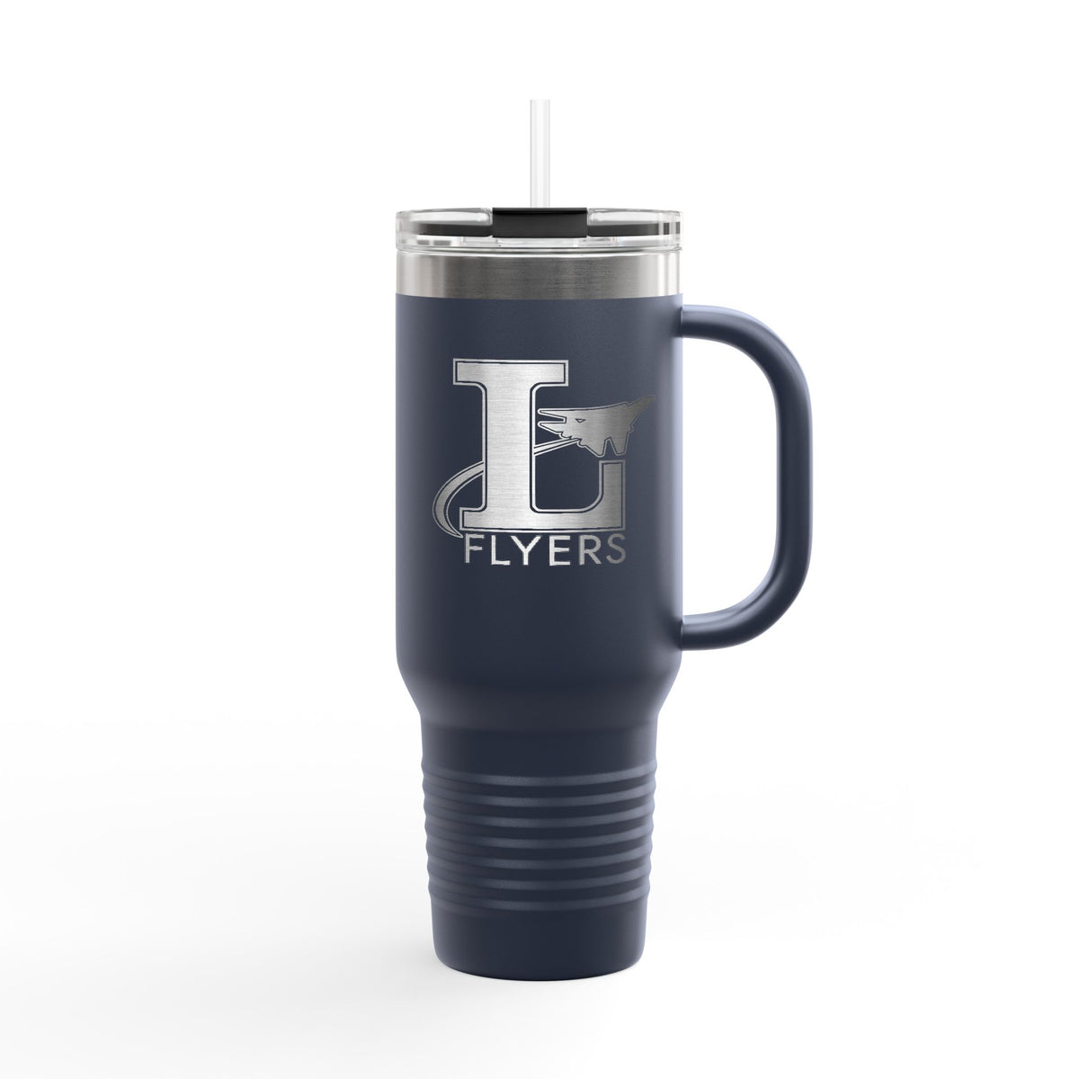 40oz Insulated Travel Mug — White Stainless Tumbler with 'FLYERS' Logo