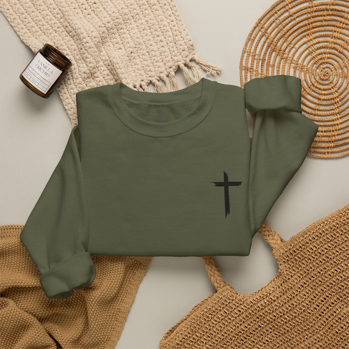 Brushstroke Cross Crewneck