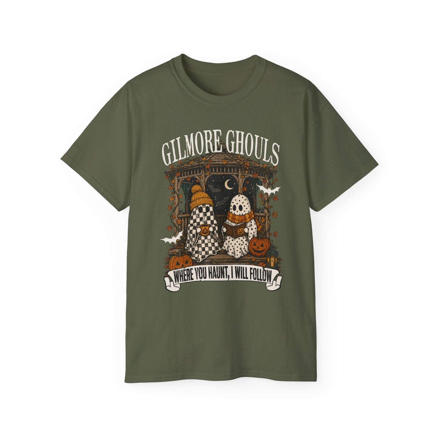 Halloween Ghosts Tee — "Where You Haunt, I Will Follow" Pumpkin Shirt