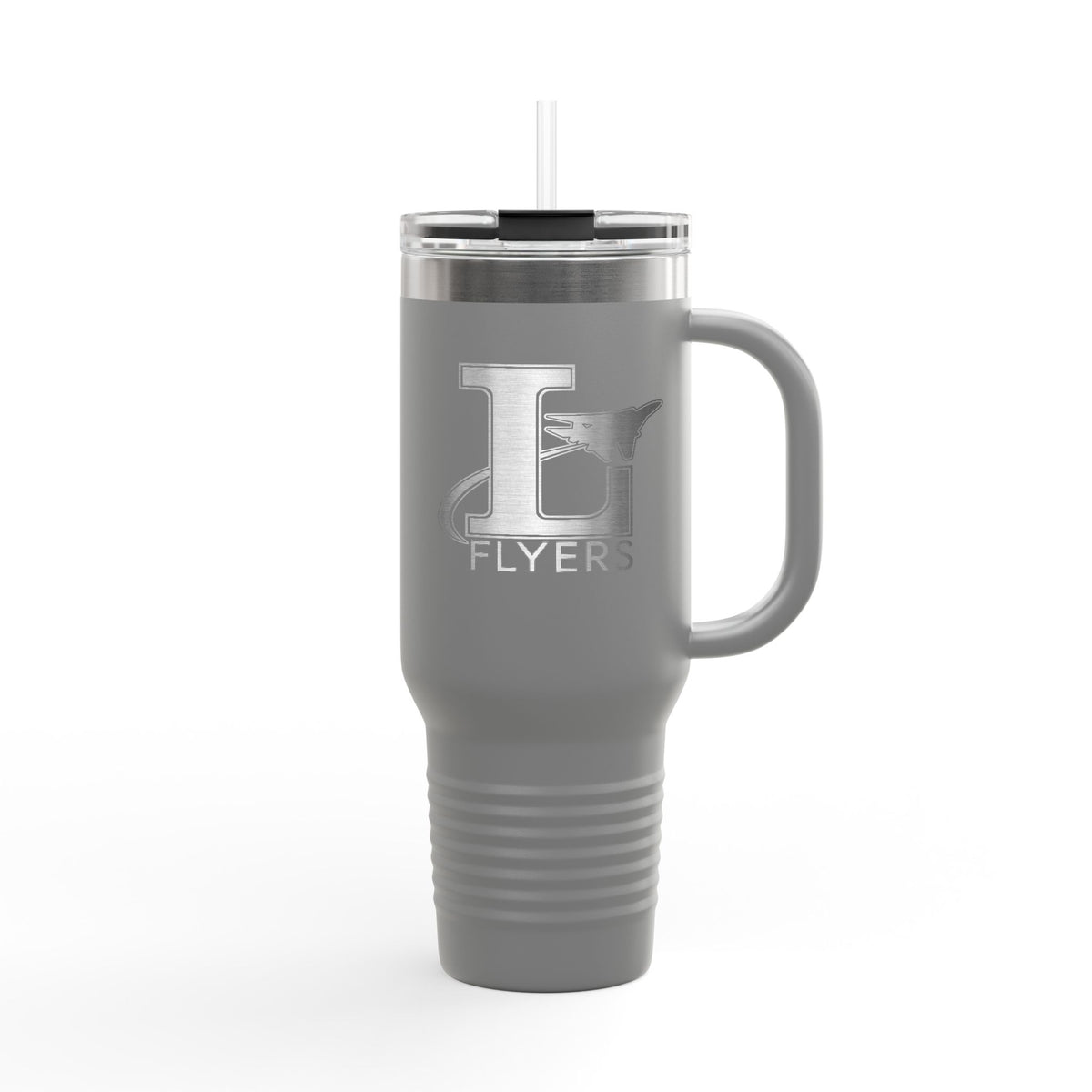 40oz Insulated Travel Mug — White Stainless Tumbler with 'FLYERS' Logo