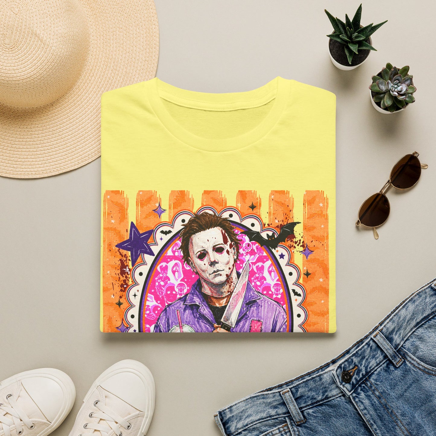 Horror Icon Portrait T-Shirt — Colorful Retro Slasher Art