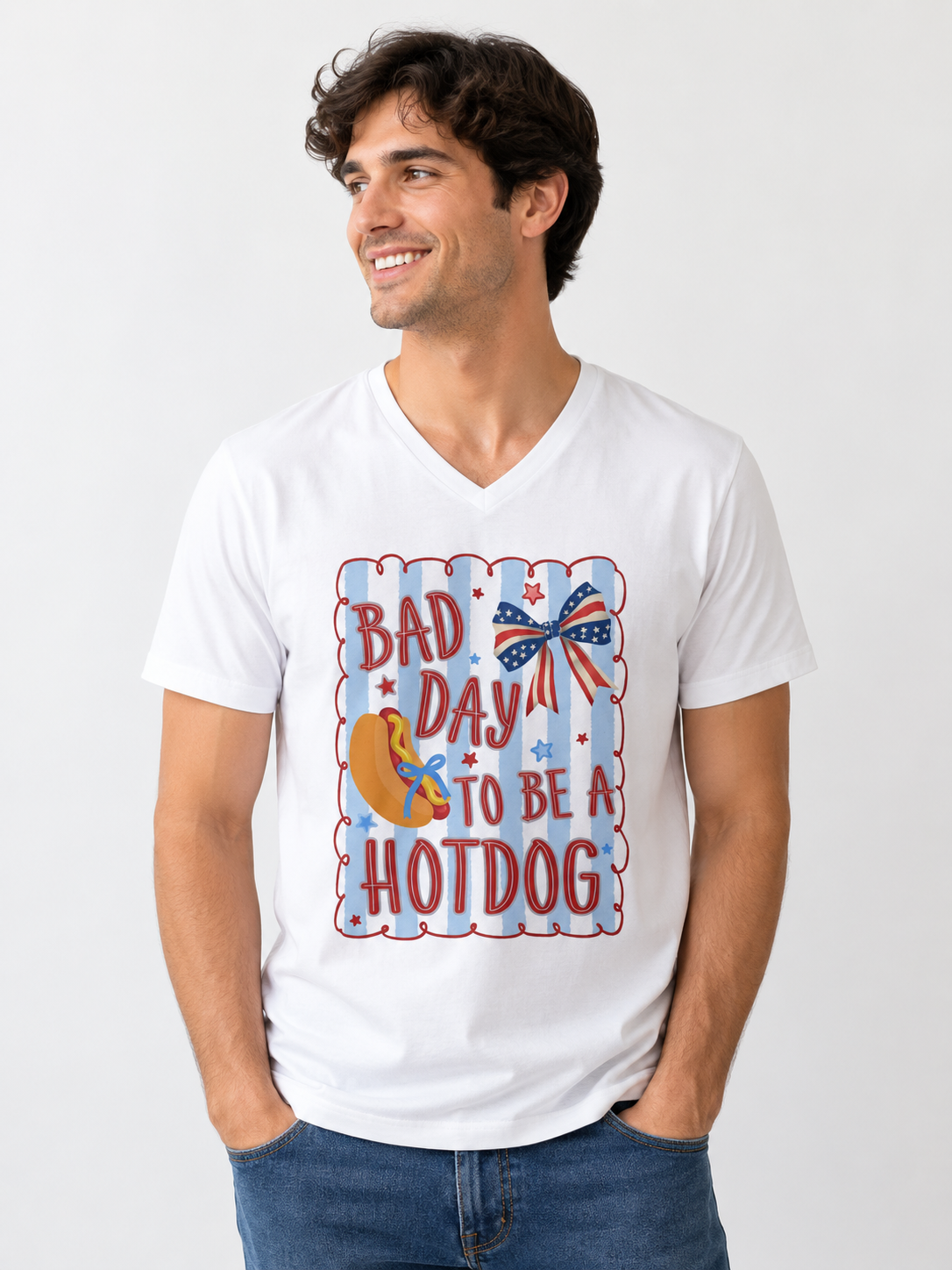 Bad Day To Be A Hotdog V-Neck Tee