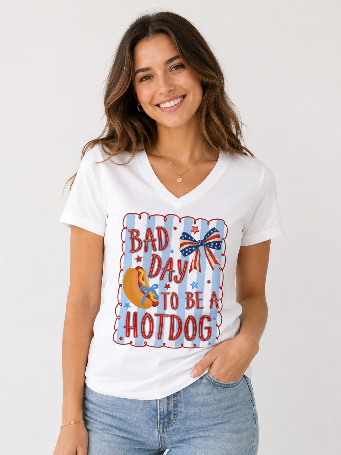 Bad Day To Be A Hotdog V-Neck Tee