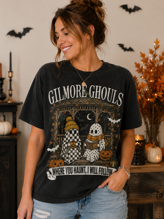 Halloween Ghosts Tee — "Where You Haunt, I Will Follow" Pumpkin Shirt