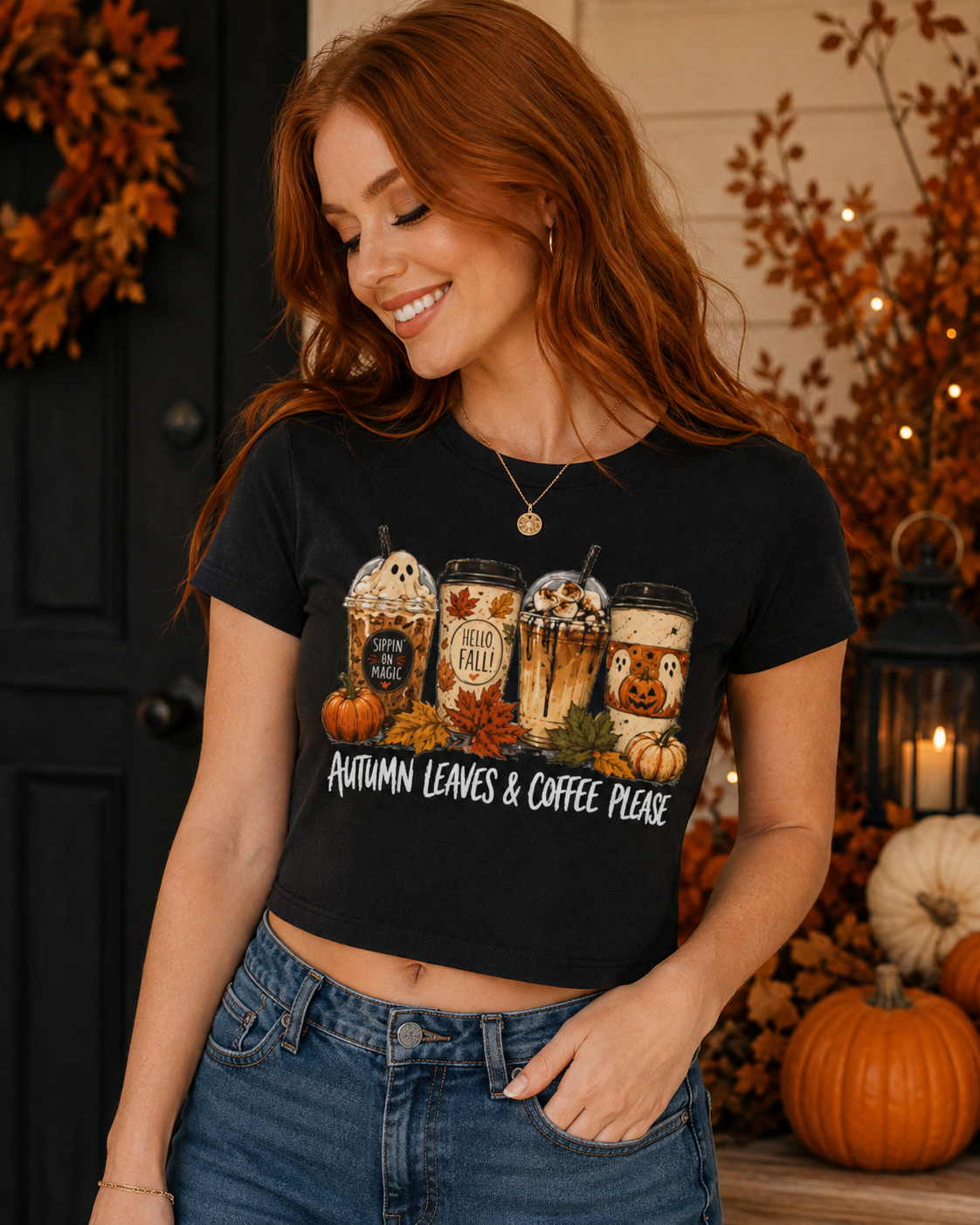 Fall Coffee Lovers Baby Tee — "Pumpkin Scones & Coffee Please" Graphic