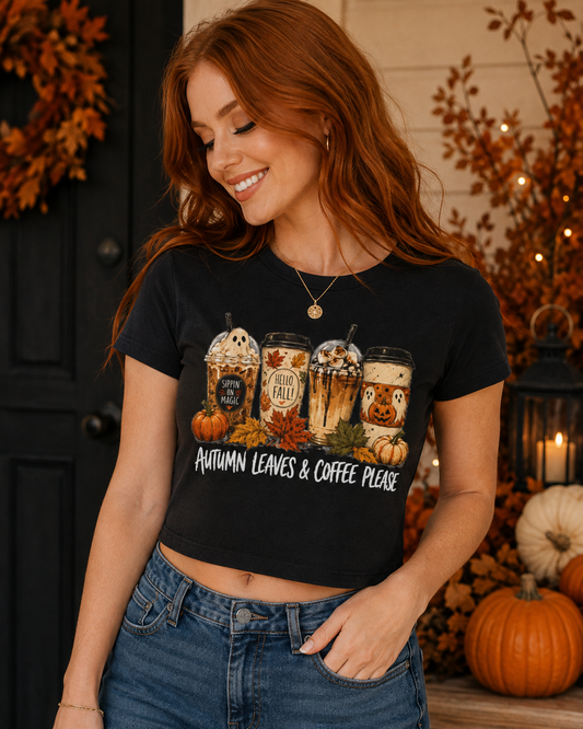 Fall Coffee Lovers Baby Tee — "Pumpkin Scones & Coffee Please" Graphic