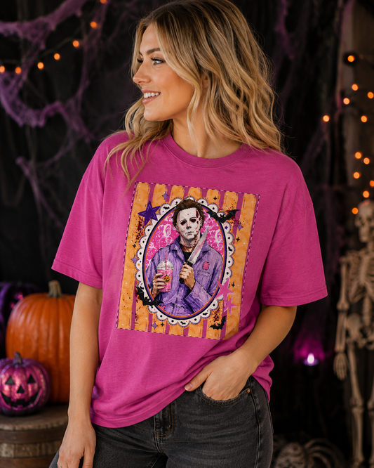 Horror Icon Portrait T-Shirt — Colorful Retro Slasher Art