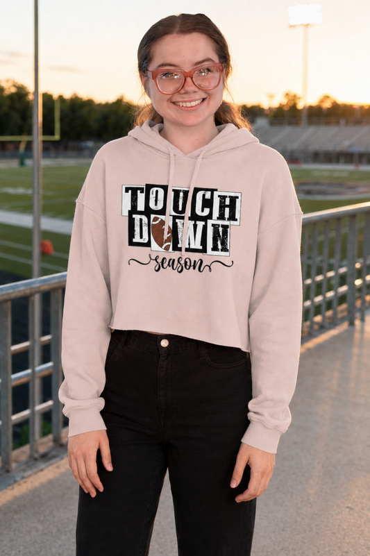 Touchdown Season Cropped Hoodie — Women’s Football Fan Pullover