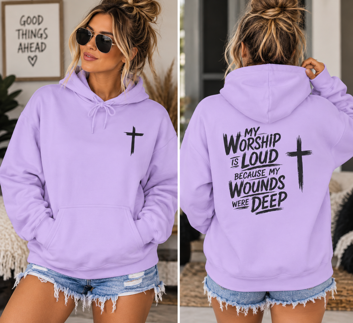 Brushstroke Cross Hoodie