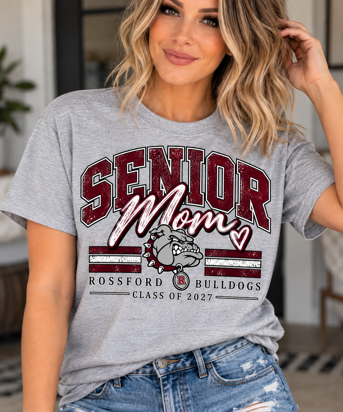 Rossford Bulldogs Senior Mom T-Shirt — Class of 2027 Bulldog Mom Tee
