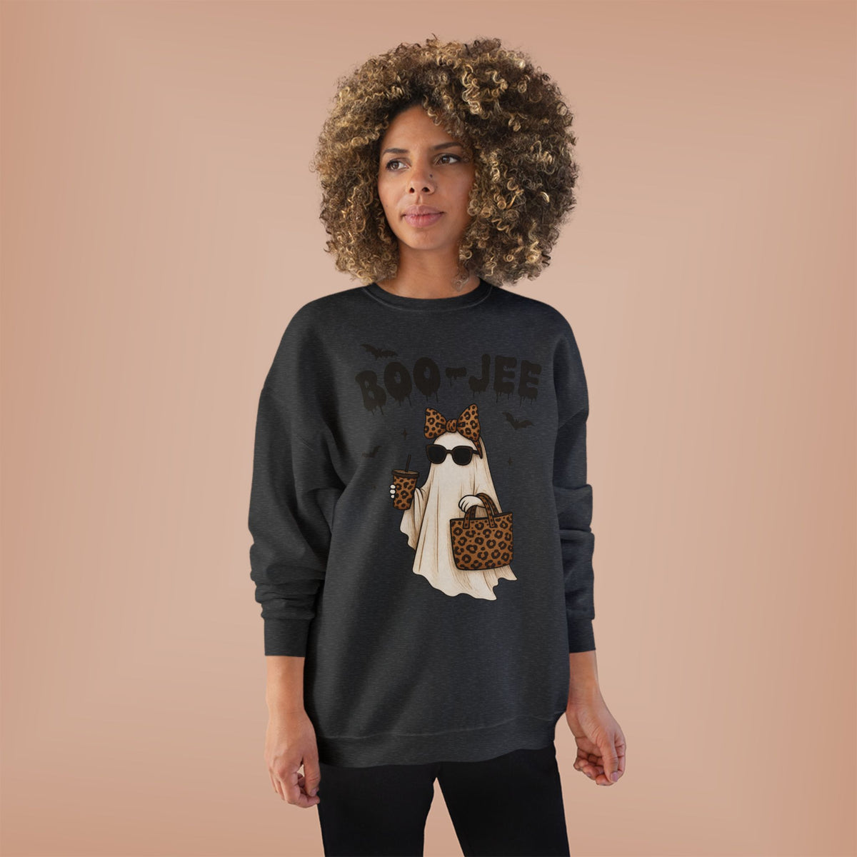 Boo-Jee Ghost Sweatshirt — Leopard Print Fashion Halloween Crewneck