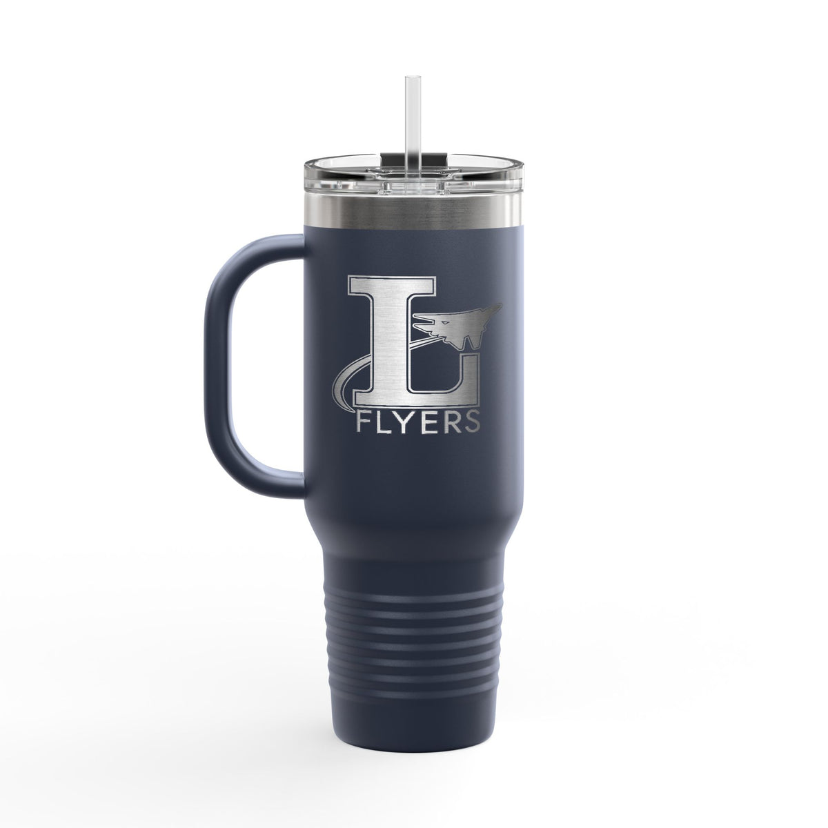 40oz Insulated Travel Mug — White Stainless Tumbler with 'FLYERS' Logo