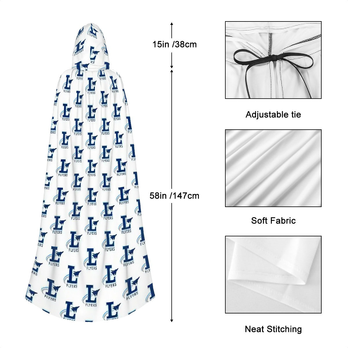 Lake Flyers Game Day Hooded Cloak – Blue & White Spirit Wear
