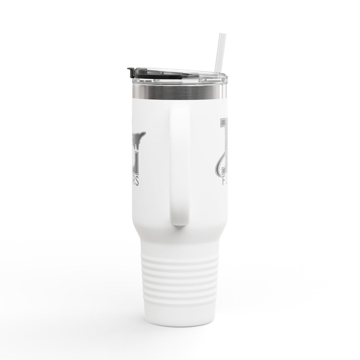 40oz Insulated Travel Mug — White Stainless Tumbler with 'FLYERS' Logo