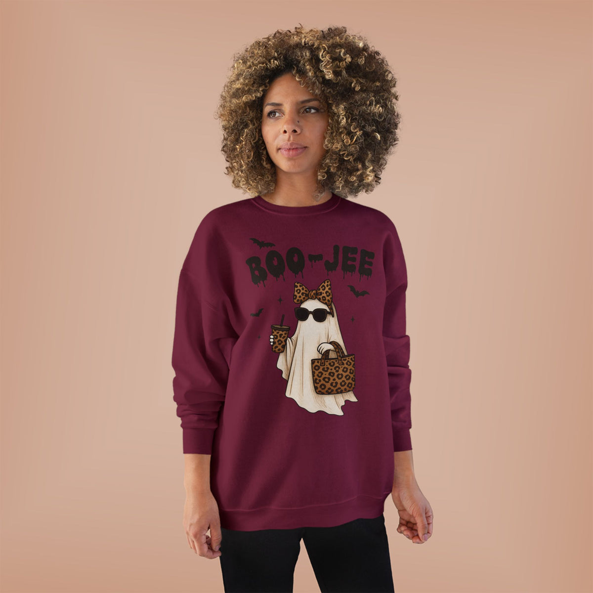 Boo-Jee Ghost Sweatshirt — Leopard Print Fashion Halloween Crewneck