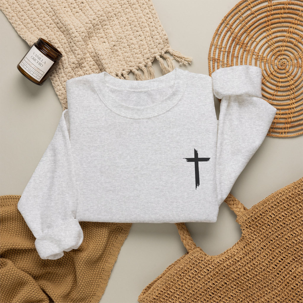 Brushstroke Cross Crewneck
