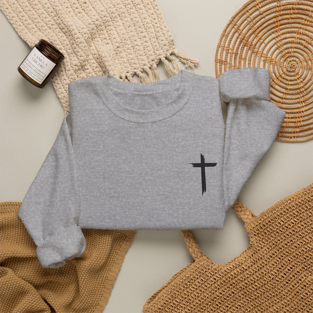 Brushstroke Cross Crewneck