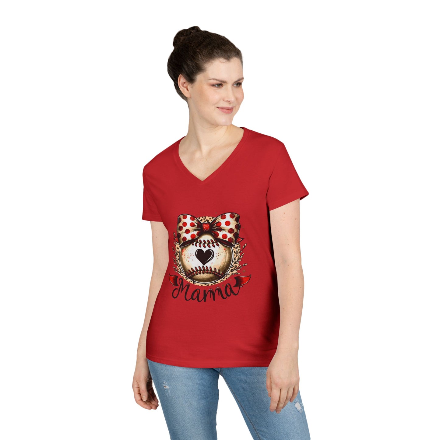 Baseball Mom V-Neck T-Shirt