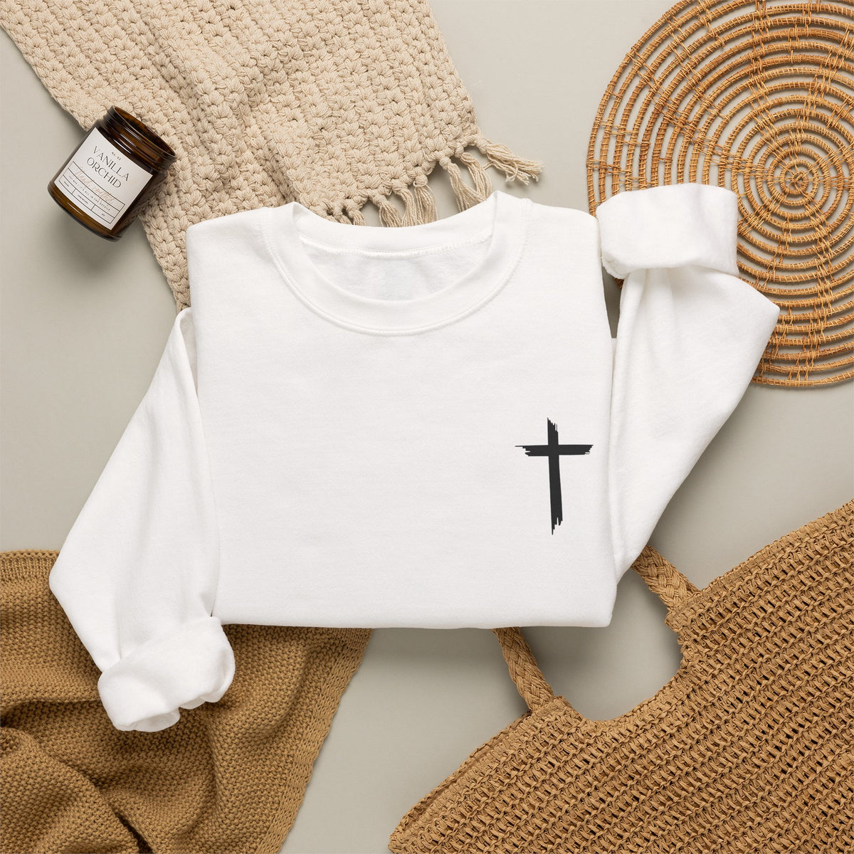 Brushstroke Cross Crewneck