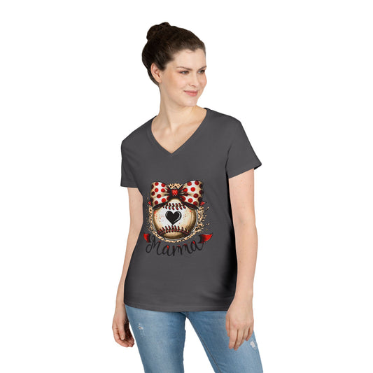 Baseball Mom V-Neck T-Shirt