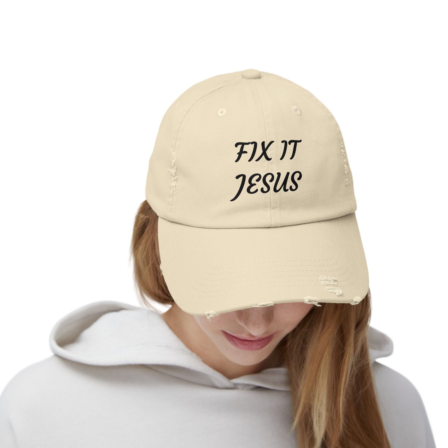 Fix It Jesus Unisex Distressed Cap