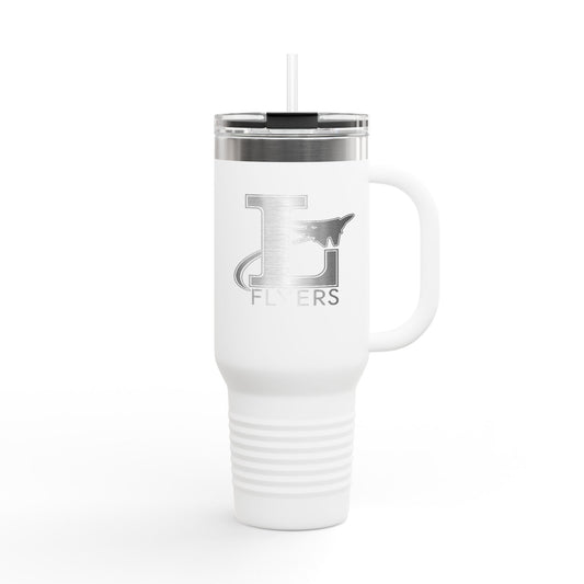 40oz Insulated Travel Mug — White Stainless Tumbler with 'FLYERS' Logo
