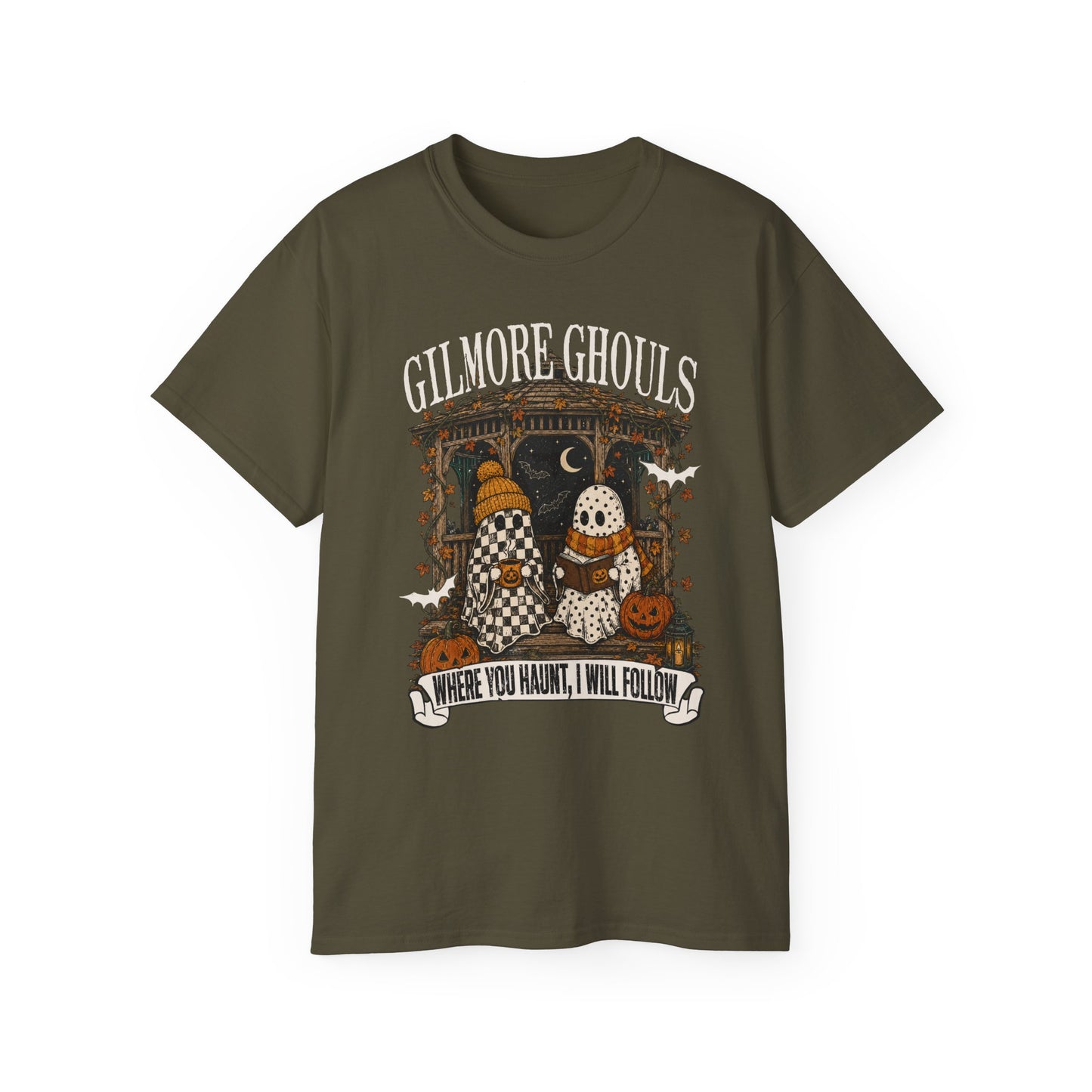 Halloween Ghosts Tee — "Where You Haunt, I Will Follow" Pumpkin Shirt