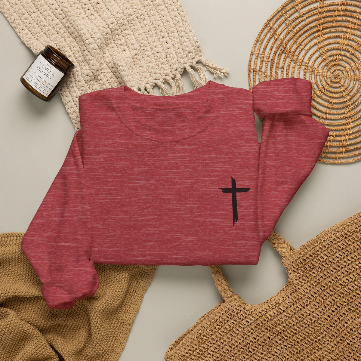 Brushstroke Cross Crewneck