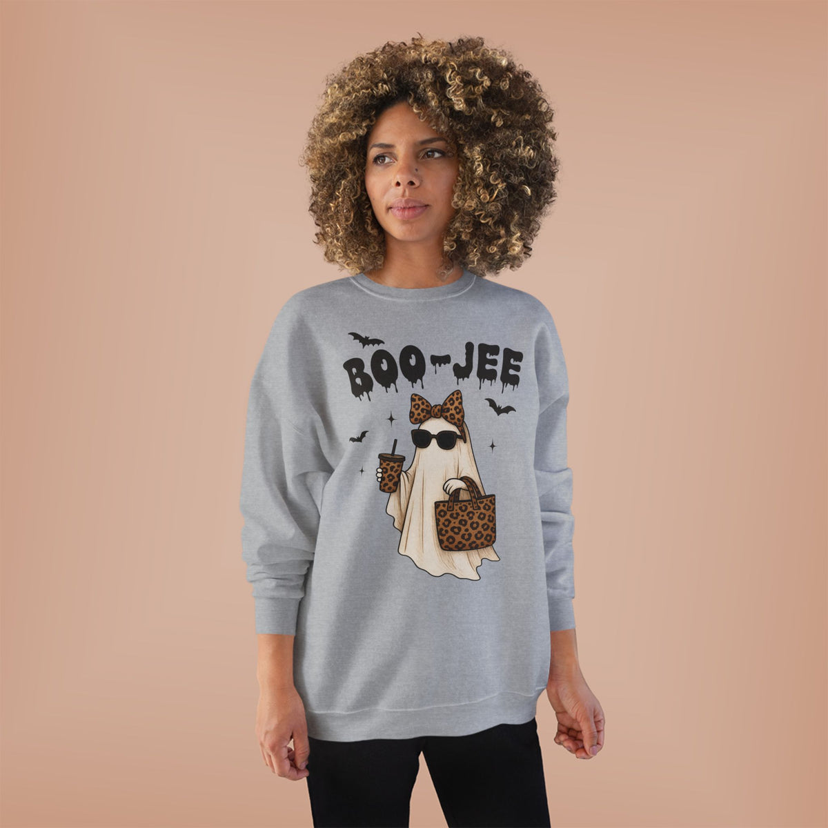 Boo-Jee Ghost Sweatshirt — Leopard Print Fashion Halloween Crewneck