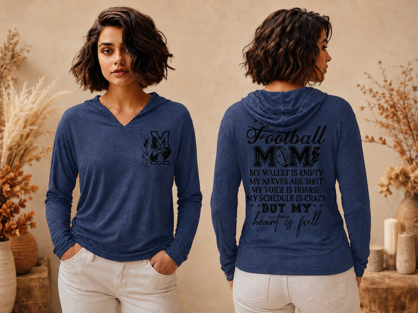 Empty Wallet, Full Heart Football Mom Thin Hoodie