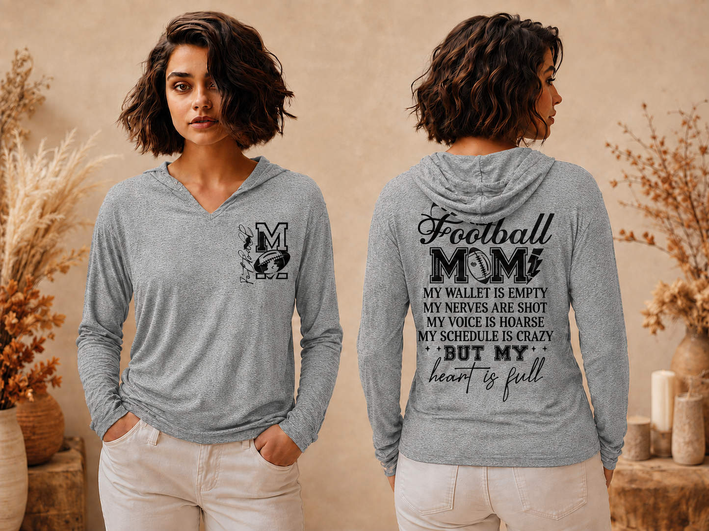 Empty Wallet, Full Heart Football Mom Thin Hoodie