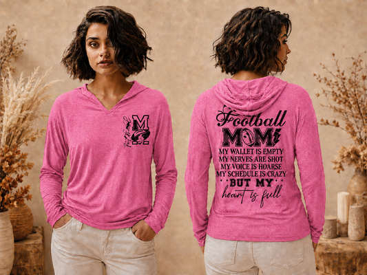 Empty Wallet, Full Heart Football Mom Thin Hoodie