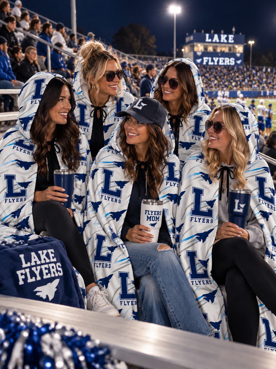 Lake Flyers Game Day Hooded Cloak – Blue & White Spirit Wear