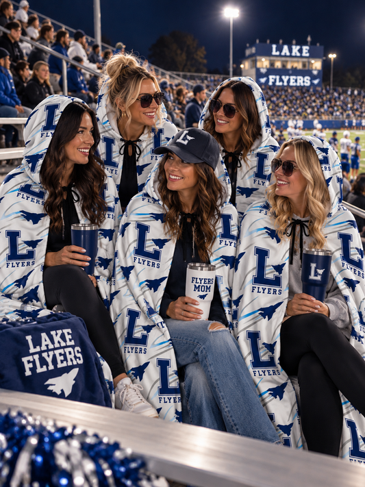 Lake Flyers Game Day Hooded Cloak – Blue & White Spirit Wear
