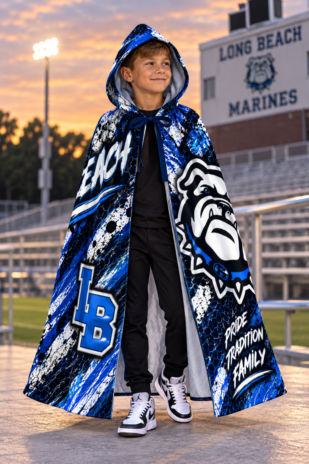 Long Beach Bulldogs Hooded Cloak | Youth