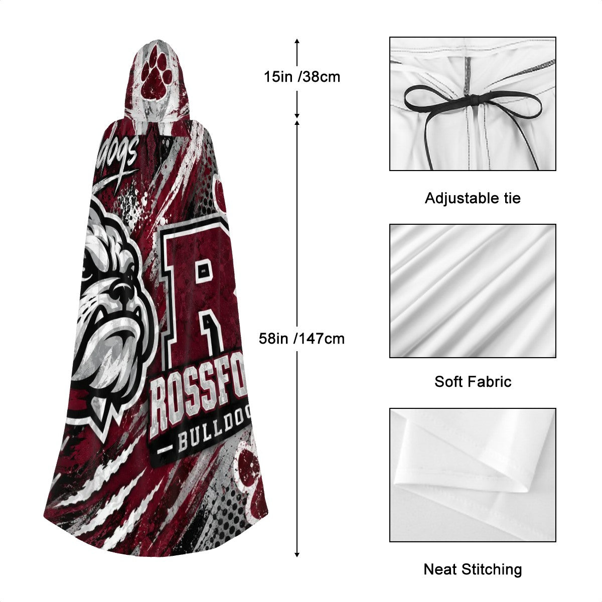Rossford Bulldogs Hooded Cloak